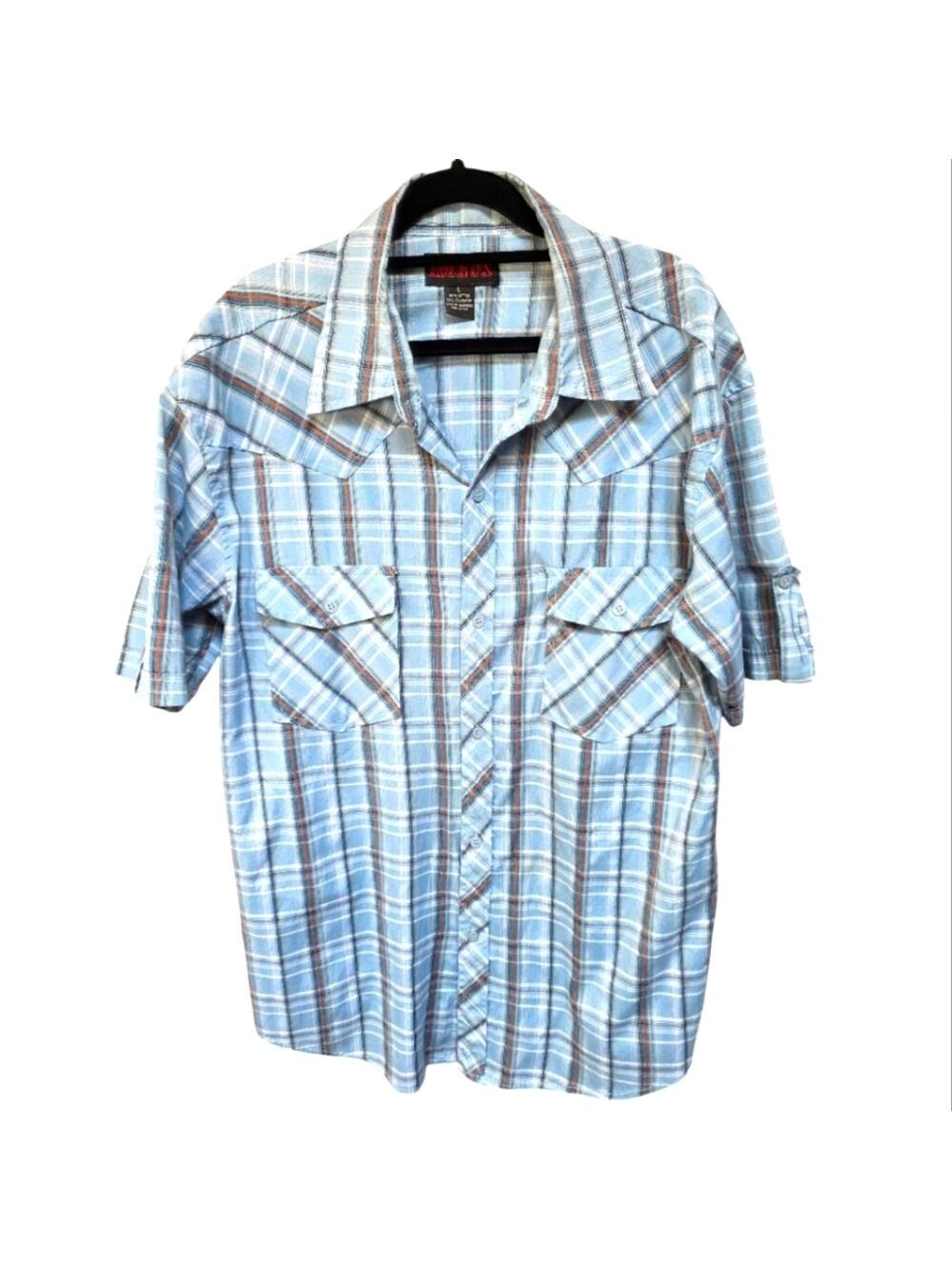 Vintage Rock On Short Sleeve Plaid Shirt